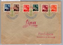 Böhmen und Mähren 20-24, 38 auf Sonderumschlag mit Sst. Pardubitz 8.9.40 #DEB63