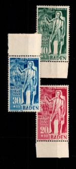 Französische Zone Baden 50 II - 52 II postfrisch geprüft Schlegel BPP #DEB81