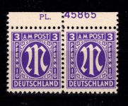 Alliierte Besetzung Bizone 1 z Pl.-Nr. OR postfrisch geprüft Hettler BPP #DEC40