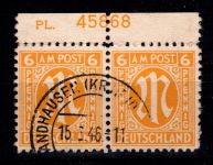 Alliierte Besetzung Bizone 4 z Pl.-Nr. OR gestempelt geprüft Hettler BPP #DEC45