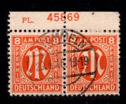 Alliierte Besetzung Bizone 5 z Pl.-Nr. OR gestempelt geprüft Hettler BPP #DEC47