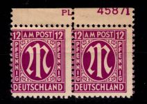 Alliierte Besetzung Bizone 7 x Pl.-Nr. OR postfrisch gepr. Hettler BPP #DEC53