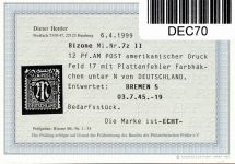 Alliierte Besetzung Bizone 7 z II Plf. gestempelt gepr. Hettler BPP #DEC70