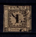 Baden 1 a gestempelt Befund Stegmüller BPP #DEG37