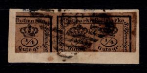 Braunschweig 9 b gestempelt 3x 1/4 auf Briefstück, tiefst geprüft Lange #DEG56