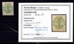 Hannover 20 gestempelt Kurzbefund Berger BPP #DEG67