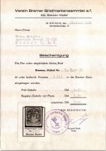 Bremen 7 B (Typ 2) gestempelt signiert Richter, Lange; Bescheinigung #DEH74