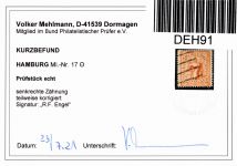 Hamburg 17 gestempelt Kurzbefund Mehlmann BPP #DEH91