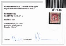 Hamburg 21 gestempelt Kurzbefund Mehlmann BPP #DEH94