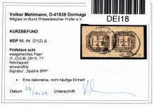 Norddeutscher Bund Dienstmarken 1 gestempelt Kurzbefund Mehlmann BPP #DEI18