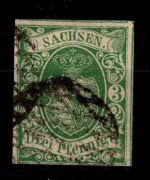 Sachsen 2 II gestempelt tiefst signiert Drahn #DEI75