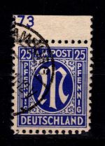 Alliierte Besetzung Bizone 9 z gestempelt geprüft Hettler BPP #DED71