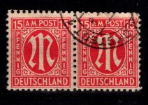 Alliierte Besetzung Bizone 8 z IV im Paar gestempelt geprüft Hettler BPP #DED79