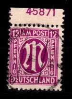 Alliierte Besetzung Bizone 7 z Pl.-Nr. gestempelt geprüft Hettler BPP #DED90