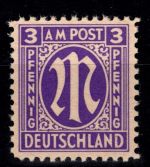 Alliierte Besetzung Bizone 1 z III postfrisch geprüft Hettler BPP #DEE35