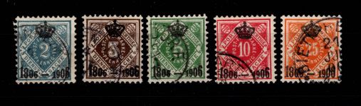 Württemberg 107-111 gestempelt fast alle geprüft Winkler BPP #DEK60
