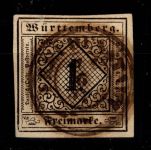 Württemberg 1 b III gestempelt tief geprüft Irtenkauf BPP #DEL14