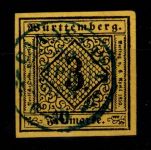 Württemberg 2 d III gestempelt tief geprüft Irtenkauf BPP #DEL21