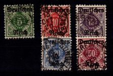 Deutsches Reich Dienstmarken 52-56 gestempelt teils geprüft Infla #DES23