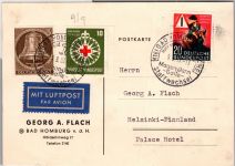 BRD Bund 162, 164 u.a. auf Postkarte Ausland #DBO32