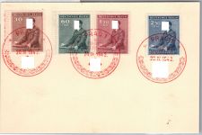 Böhmen und Mähren 85-88 auf Karte mit Sonderstempel Prag #DBO79