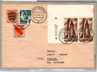 Französische Zone Baden 4, 13 Ecke 1 u.a. auf Brief Zehnfachfrankatur #DBO86