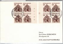 BRD Bund 454 DZ 10 auf Brief mit 2 Viererblocks #DBP47