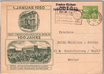 Berlin P 11 als Ganzsache gelaufen mit Maschinenstempel #DBP57