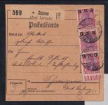 Deutsches Reich 155 II im 3er Streifen auf Paketkarte #DBQ71
