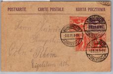 Oberschlesien P4 als Ganzsache mit Zusatzfrankatur 10 Pfennig per 3 #DCG75