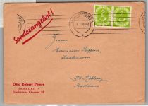 BRD 123 auf Brief als Mehrfachfrankatur portogerecht waagerechtes Paar #DCH12