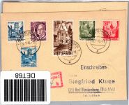 Französische Zone Württemberg 1-13 auf 2 Karten Einschreiben #DET68