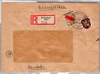 Französische Zone Allgemeine Ausgabe 6, 14 auf Brief Einschreiben #DET91