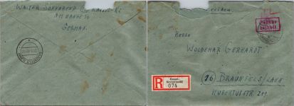 Alliierte Besetzung Lot Freistempel auf Brief Gebühr bezahlt #DEO73