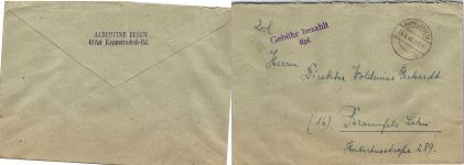 Alliierte Besetzung Lot Freistempel auf Brief Gebühr bezahlt #DEO73