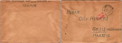 Alliierte Besetzung Lot Freistempel auf Brief Gebühr bezahlt #DEO73