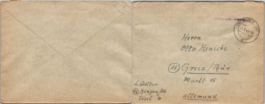 Alliierte Besetzung Lot Freistempel auf Brief Gebühr bezahlt #DEO73