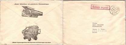 Alliierte Besetzung Lot Freistempel auf Brief Gebühr bezahlt #DEO73