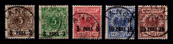 Deutsche Kolonien Ostafrika 1-5 gestempelt alle geprüft BPP/VÖB #DFN79