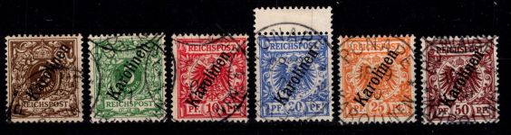 Deutsche Kolonien Karolinen 1-6 II gestempelt teilweise signiert #DFS60