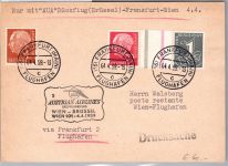 BRD Bund W 16 u.a. auf Brief Erstflug Wien Brüssel aus MHB portogerecht #DEU45