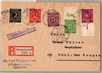 Alliierte Besetzung 912,919,921,922POR,929 auf Brief Einschreiben #DEU97
