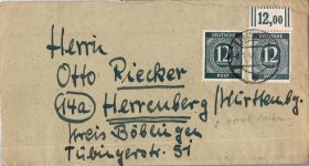 Alliierte Besetzung 920, 920 W OR auf Brief MeF #DEU98