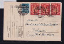 Deutsches Reich 218, 239 auf Postkarte #DFU31