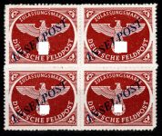 Inselpost 10 I b (2x) postfrisch (2x Falz), 4er Block, geprüft Petry BPP #DGQ01