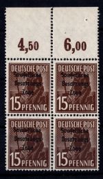 SBZ 187 d P OR postfrisch 4er Block, Attest Ruscher BPP #DHI08