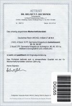 Deutsches Reich HBl. 27 af A 0 postfrisch Attest Ochsner BPP, einwandfrei #DGU55