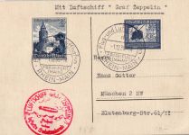 Deutsches Reich 669, 682 auf Postkarte Zeppelinfahrt LZ 130 #DHX38