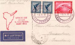 Deutsches Reich 380, 455 auf Postkarte Zeppelinfahrt LZ 127 #DHX40