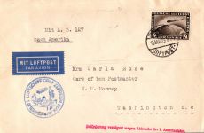 Deutsches Reich 424 auf Brief als Einzelfrankatur Zeppelinfahrt LZ 127 #DHX51